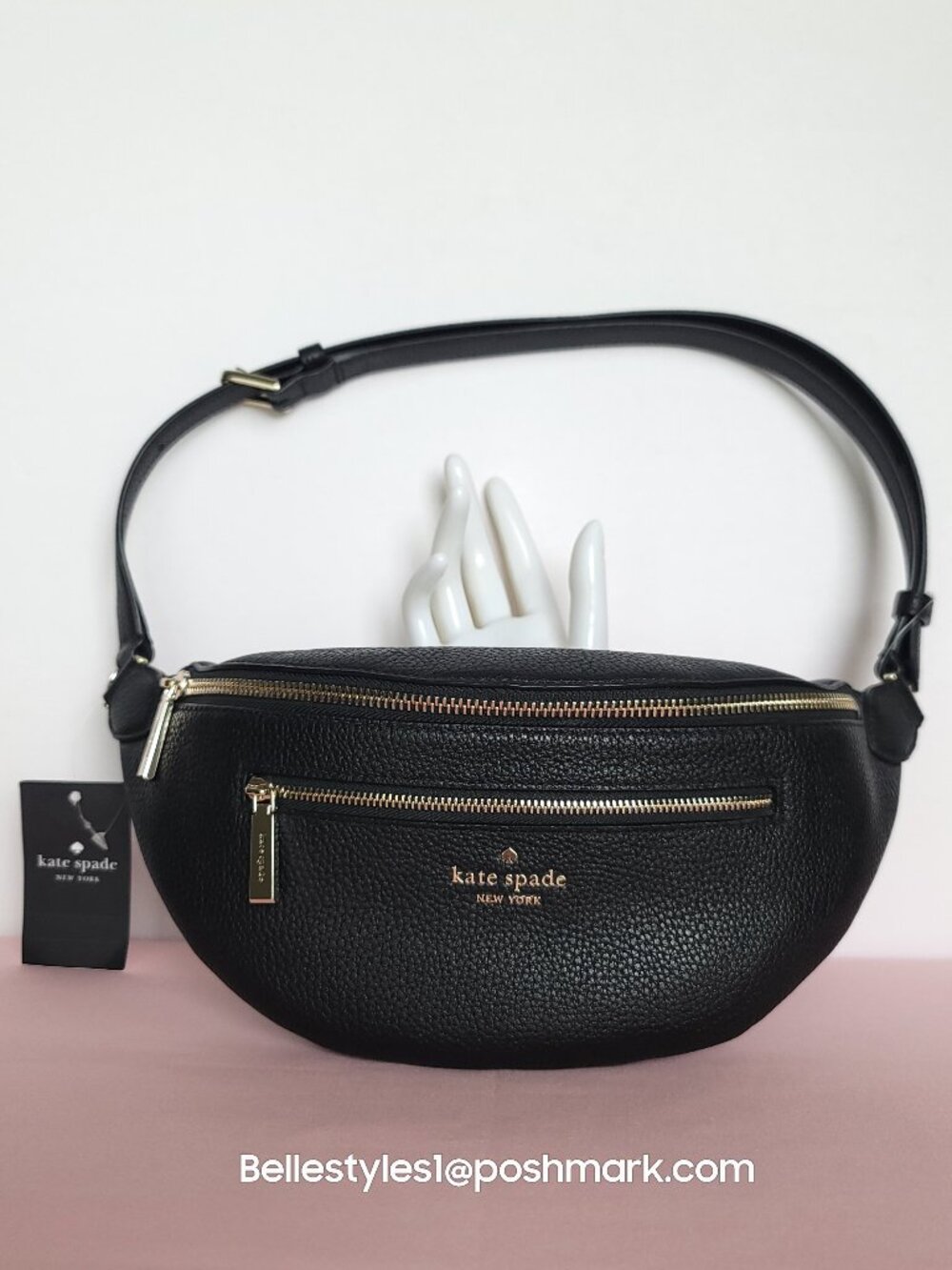 KATE SPADE Leila BELT Bag in Pebbled Leather – Black color⭐ - Picture 2 of 15